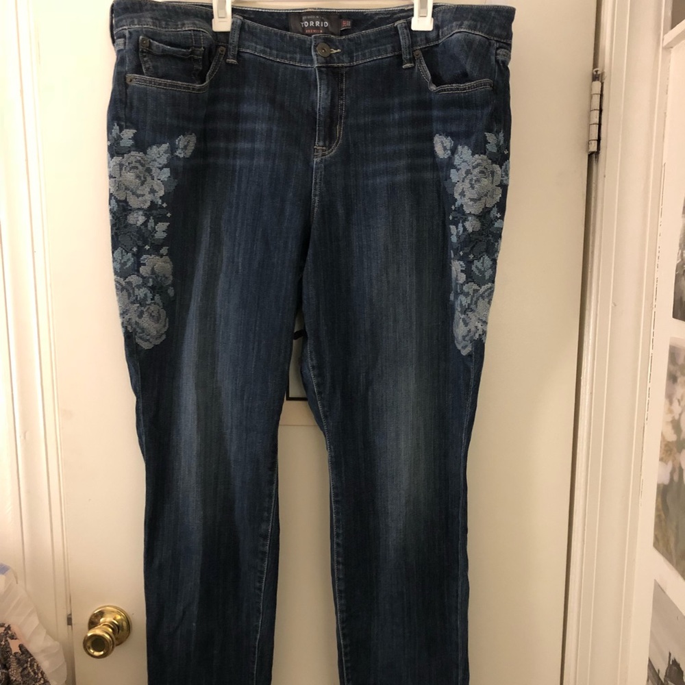 Updated!: 24T Flower Embroidered Torrid Premium Skinny Jeans